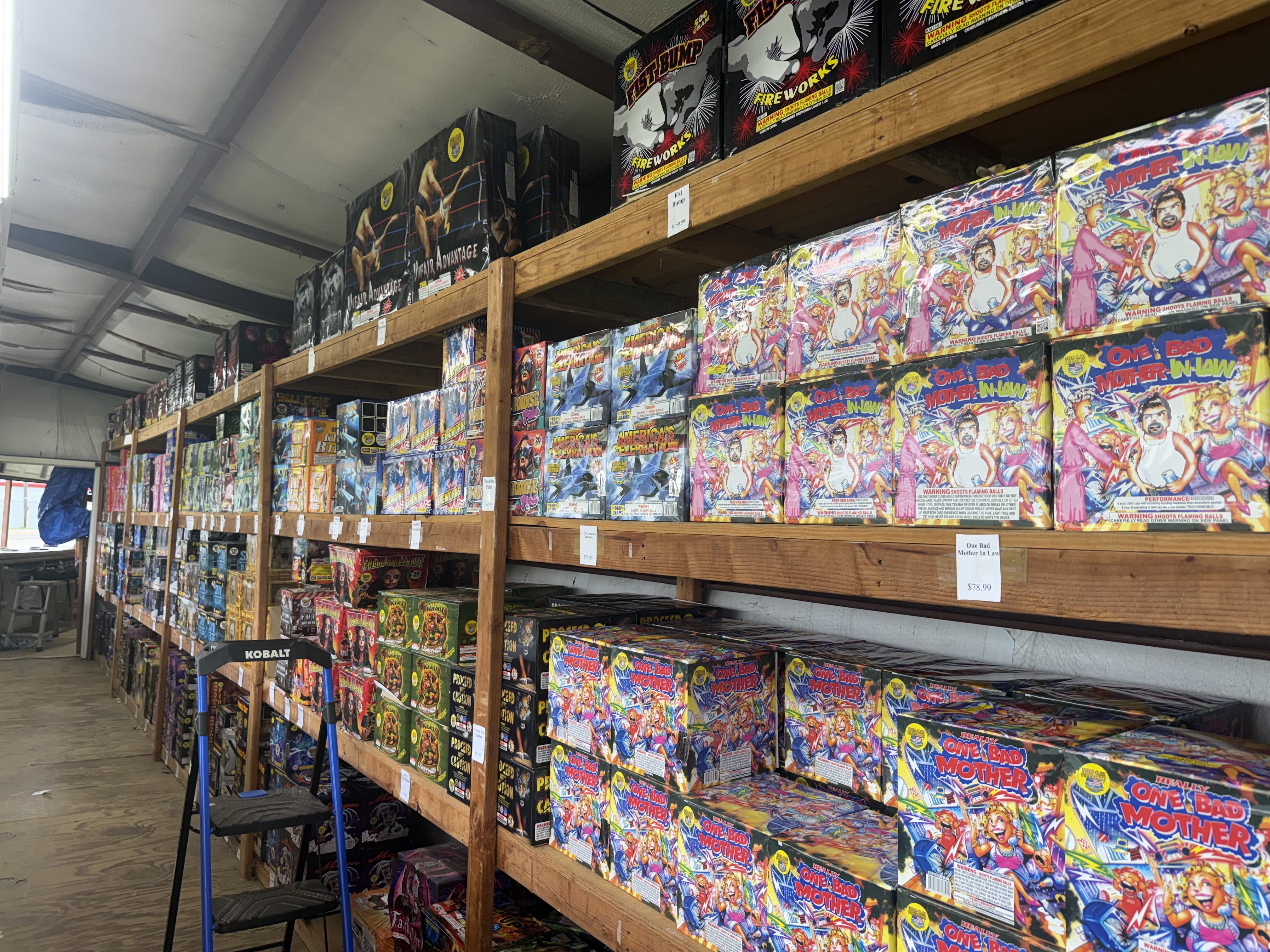 500-gram cakes and fireworks selection at Pappy's